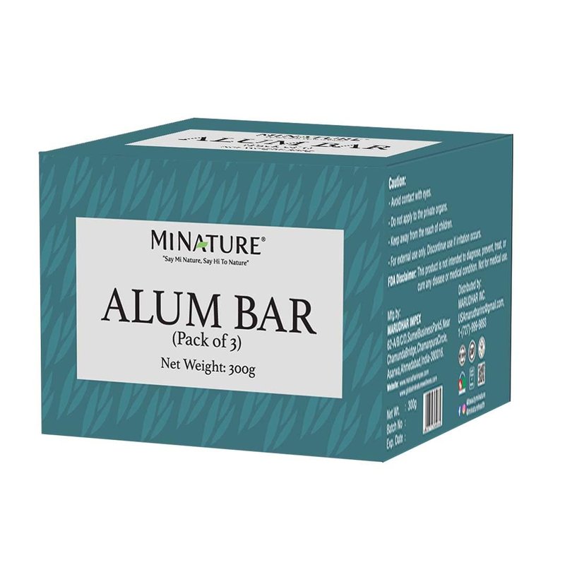 Mi Nature Pure Alum Bar Pack of 3(100g*3)|Natural Phitkari Block |Potassium Alum Stone |Shaving Bar |Skin Astringent |Water Clarifier |Odor Control