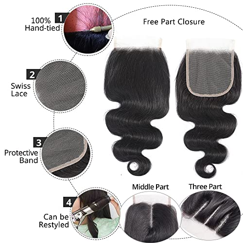 12A Brazilian Body Wave Hair Bundles with Lace Frontal Closure - 10" Natural Black