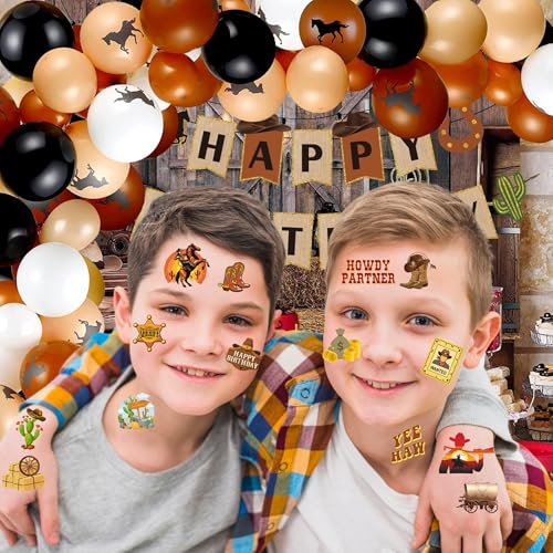 50 PCS Cowboy Temporary Tattoos for Kids Birthday Party Favors