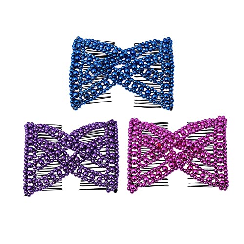 LOVEF 3-Piece Ponytail Comb Set - Beaded Hair Accessories for All Hair Types