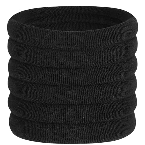 60 Pcs Extra Large Black Hair Ties for Thick Hair - No Damage