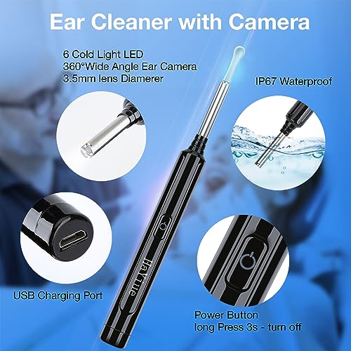 Wireless Ear Wax Removal Camera Kit 1296P HD with 6 Ear Tools & LED Lights