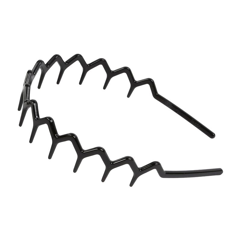 Zig Zag Headbands for Women & Teens - Non-Slip Plastic Hair Bands | 4-Pack Black Hair Accessories