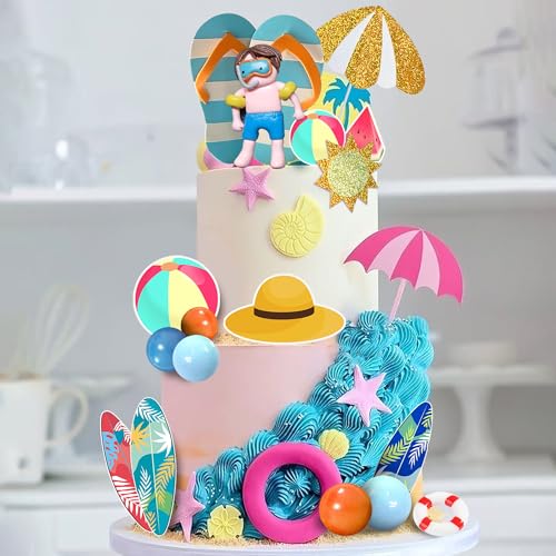 21-Piece Beach Cake Topper Set for Summer Parties