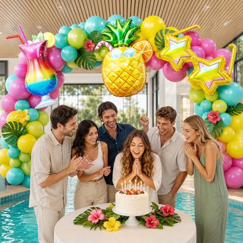 Tropical Balloon Set - 6 Large Foil Balloons for Summer Parties