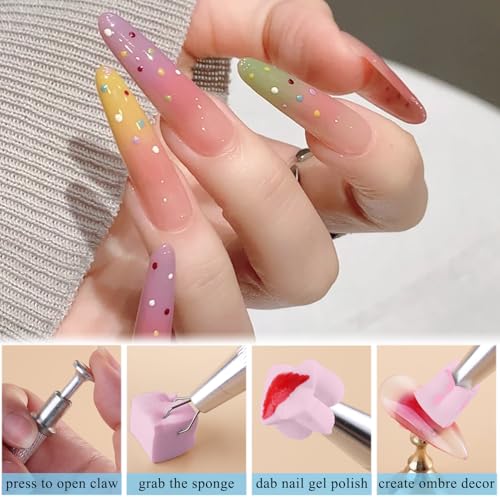 Fcozpjk 100Pcs Ombre Nail Art Sponges Set with Grabbing Pen