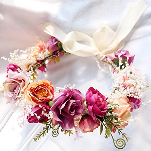 YAZILIND Adjustable Flower Headband Hair Wreath - Silk Floral Crown (1-Color)