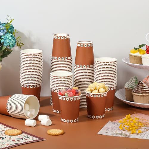 120-Pack Mexican Paper Drinking Cups - 9oz Terracotta Floral Design
