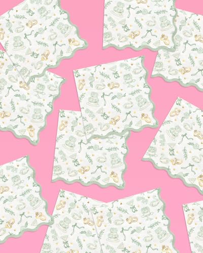 Sage Green Bachelorette Napkins - 25 Paper Napkins with Gold Foil
