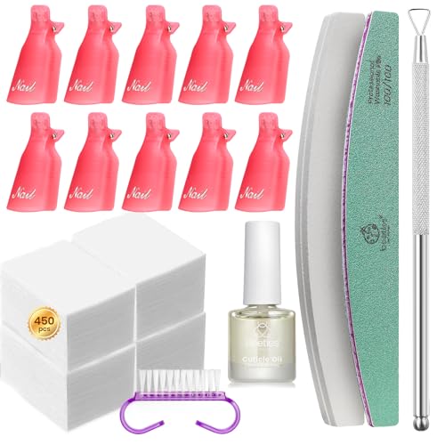 Beetles Gel Polish Remover Kit with 450 Lint Free Wipes & Nail Tools
