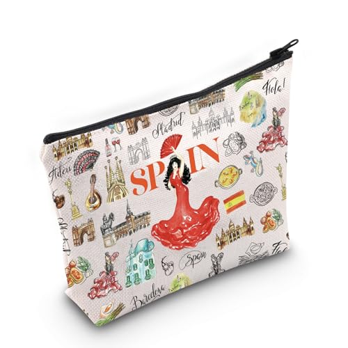 Spain Themed Makeup Bag - Travel Cosmetic Organizer for Bachelorette Party