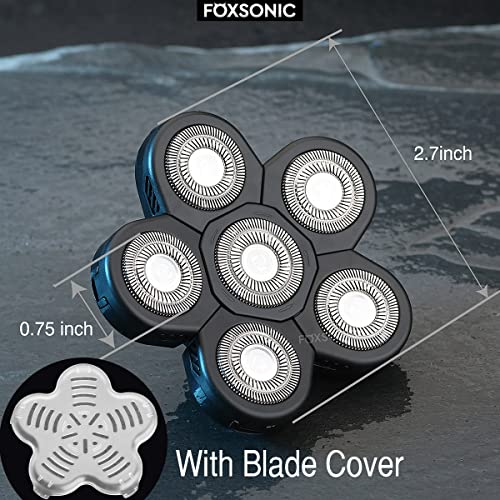 Universal 6 Blades Replacement Heads for Mainstream shaver brands, 5 Blades Head Shaver Replacement Blades, Head shaver Bald Shaver replacement heads With Blade Cover Shaver Head (6 Black)