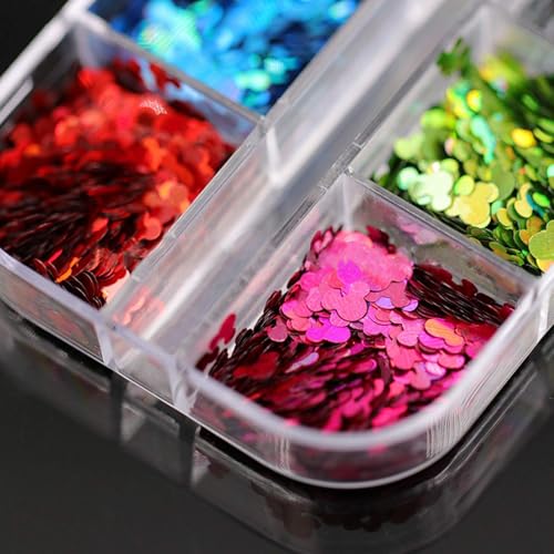 12-Color Holographic Nail Glitter Sequins Set for DIY Nail Art