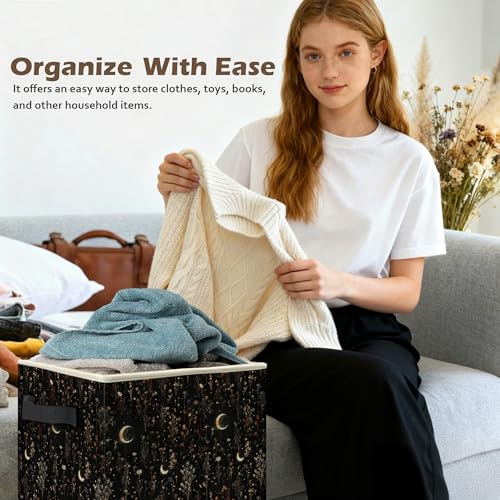Gothic Floral Storage Bin - Collapsible Organizer for Clothes & Books