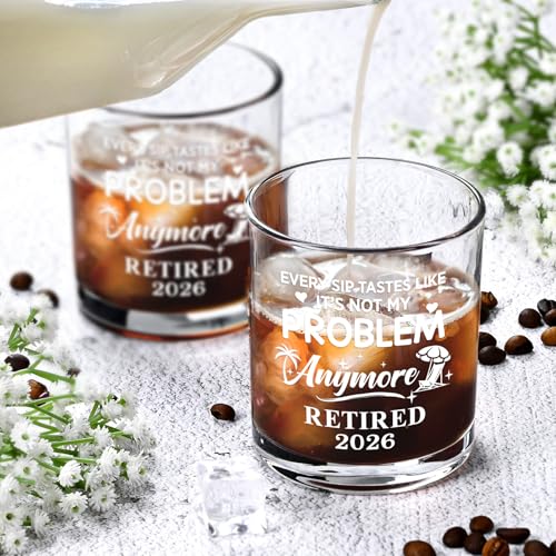 Funny Retirement Whiskey Glass for Men - Not My Problem Anymore 2026