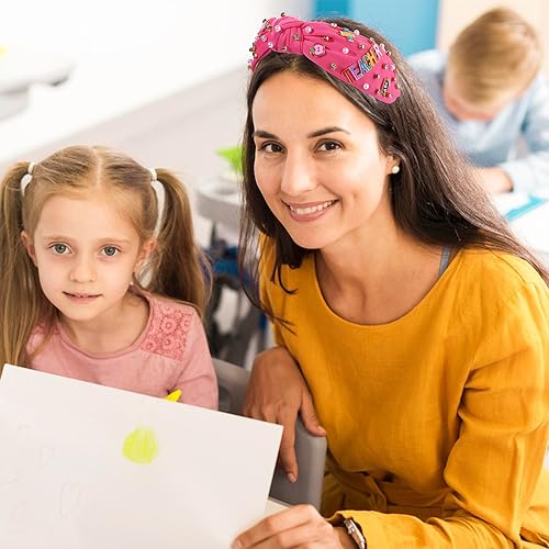CEALXHENY Pattern H Teacher Headband with Crystals & Charms, Teacher Appreciation Gift