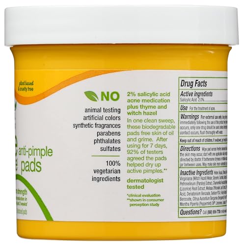 Alba Botanica AcneDote 60 Count Anti-Pimple Pads with 2% Salicylic Acid - Maximum Strength, Natural Tea Tree & Witch Hazel, Cruelty-Free