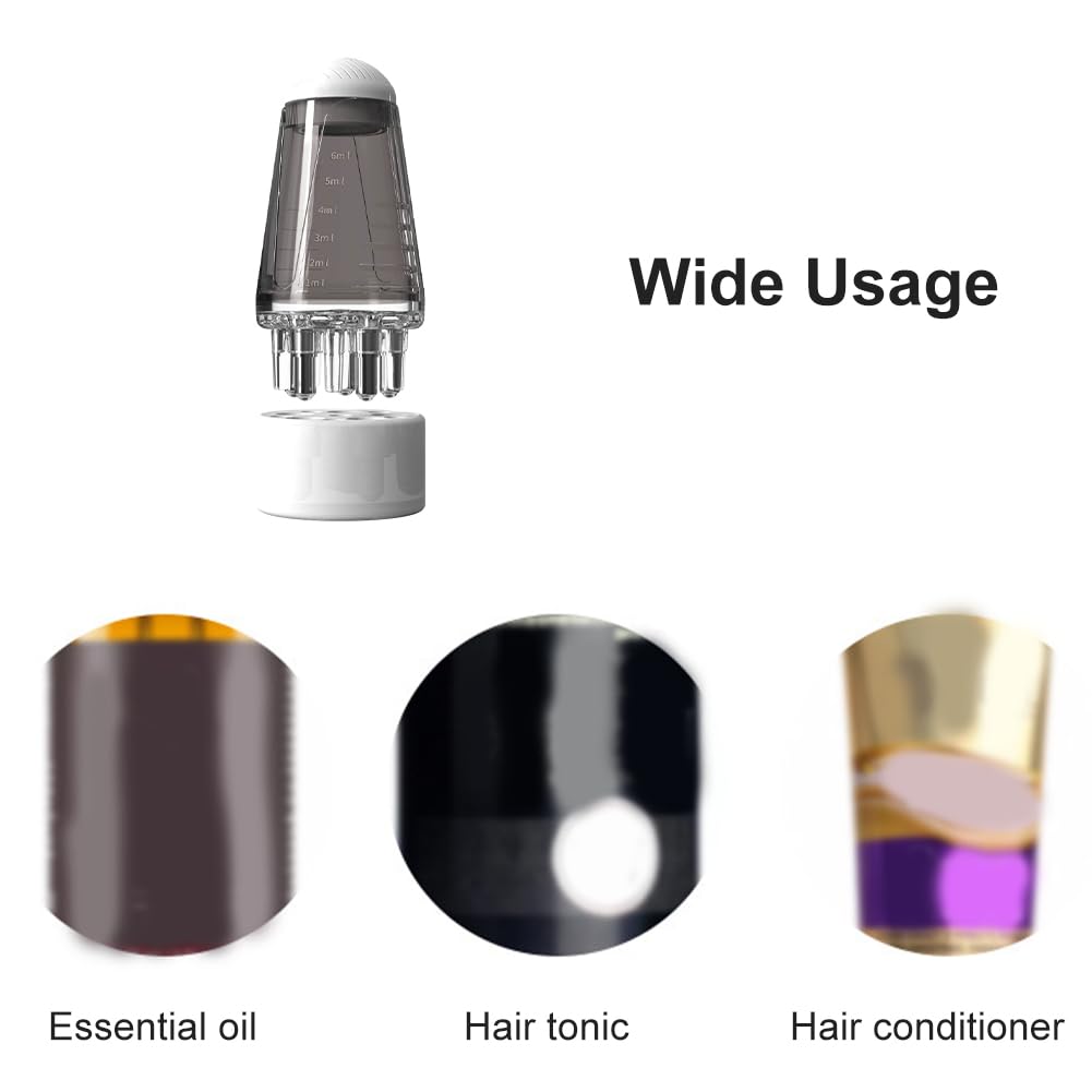 Hair Applicator Bottle - 6ml Scalp Massager with Ball Comb | Precision Tool for Oils & Serums (Grey)