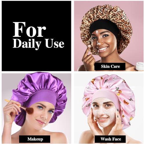 12 Large Satin Bonnets for Sleeping - Silky Hair Protection