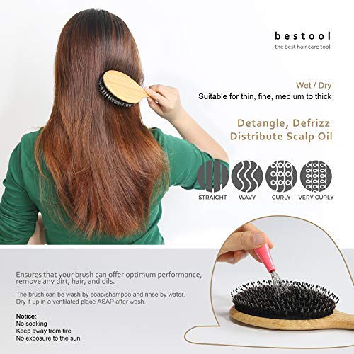 Boar Bristle Hair Brush for Detangling & Smoothing - Regular & Small Sizes