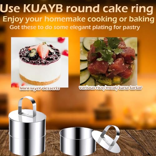4 Inch Stainless Steel Cake Ring Molds Set with Pushers - Extra High