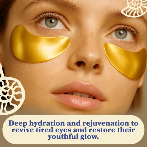 LE GUSHE Gold Under Eye Patches 20 Pairs – Hydrating Collagen & Snail Mucin for Puffy Eyes & Dark Circles