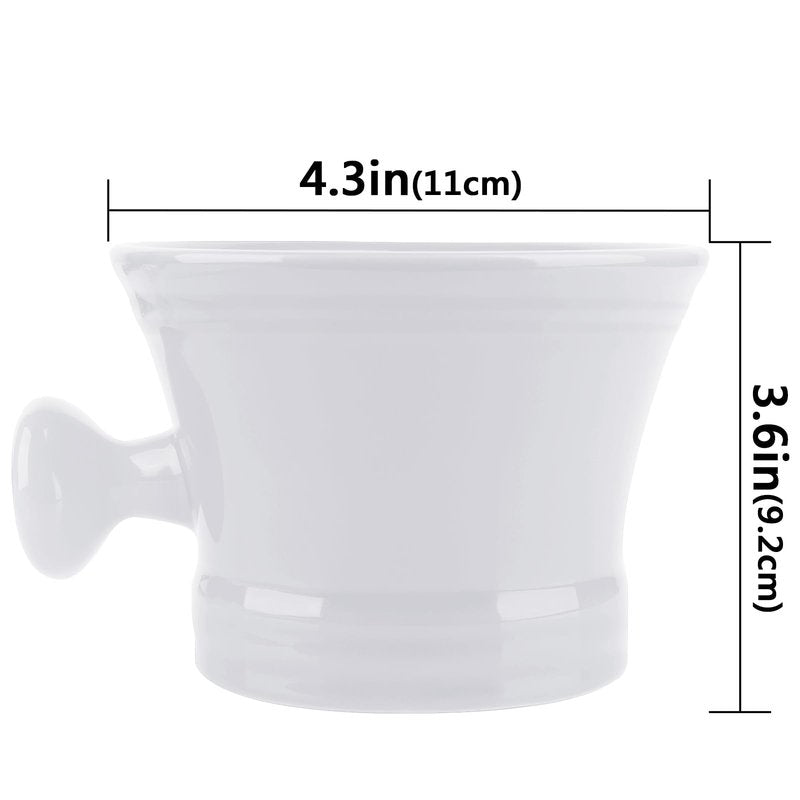Linkidea Ceramic Shaving Mug with Knob Handle, Deep Lathering Bowl for Men, Wet Shaving Cup Compatible with Shaving Brushes, Razor Soap & Cream Holder, Grooming Accessory (White)
