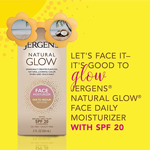 Jergens Natural Glow Face Tanner Lotion SPF 20 - Fair to Medium, 2 oz