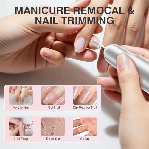 YunLuna Cordless Electric Nail Drill Kit - 30000RPM Professional E-File