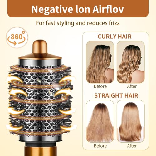 Gold Large Volumizing Round Brush Attachment for Dyson Airwrap - Hair Styling Tool