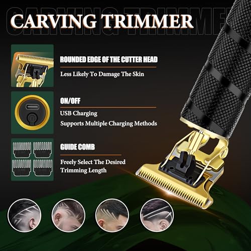 Professional Hair Clippers for Men with Ceramic T-Blade & Trimmer Kit