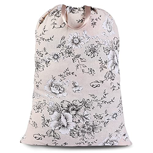 Sanlykate Extra Large Heavy Duty Laundry Bag with Drawstring Closure - 28 x 40 Inch, Black Peony