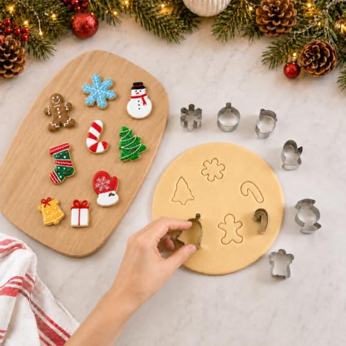 22-Piece Mini Christmas Cookie Cutter Set - Stainless Steel Shapes