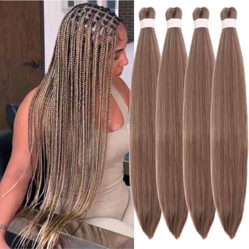 Leticia Ash Brown Pre Stretched Braiding Hair - 26 Inch, Pack of 4