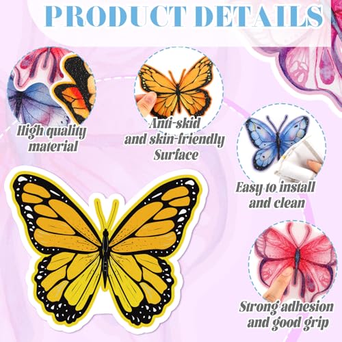 Yaomiao 24 Pcs Butterfly Non-Slip Bathtub Stickers - Safe & Easy to Apply