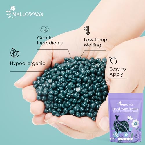 Mallowwax Hard Wax Beads for Sensitive Skin - 1lb Stripless Hair Removal