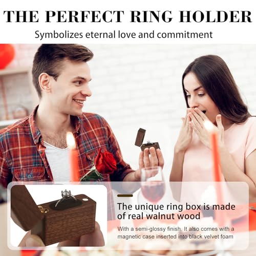 Wooden Ring Box for Engagement and Wedding Ring Storage