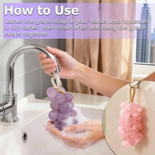 KUNAL Handmade Grapes Soap on a Rope – 2 Pack, Grapevine Cluster Design