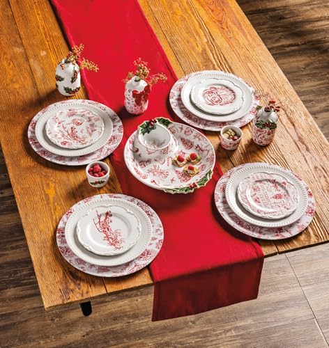 Mud Pie Christmas Toile Charger Plate - 13-Inch Red Enamel