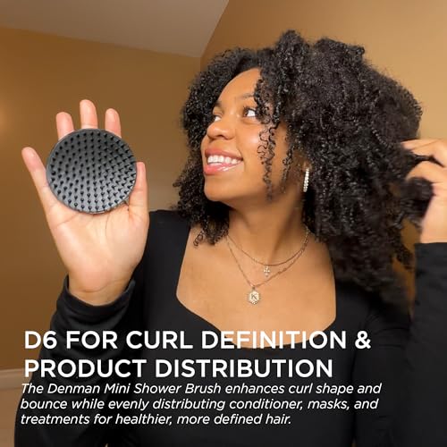Denman D6 Detangle Hair Brush for Curly Hair - Black Scalp Massager