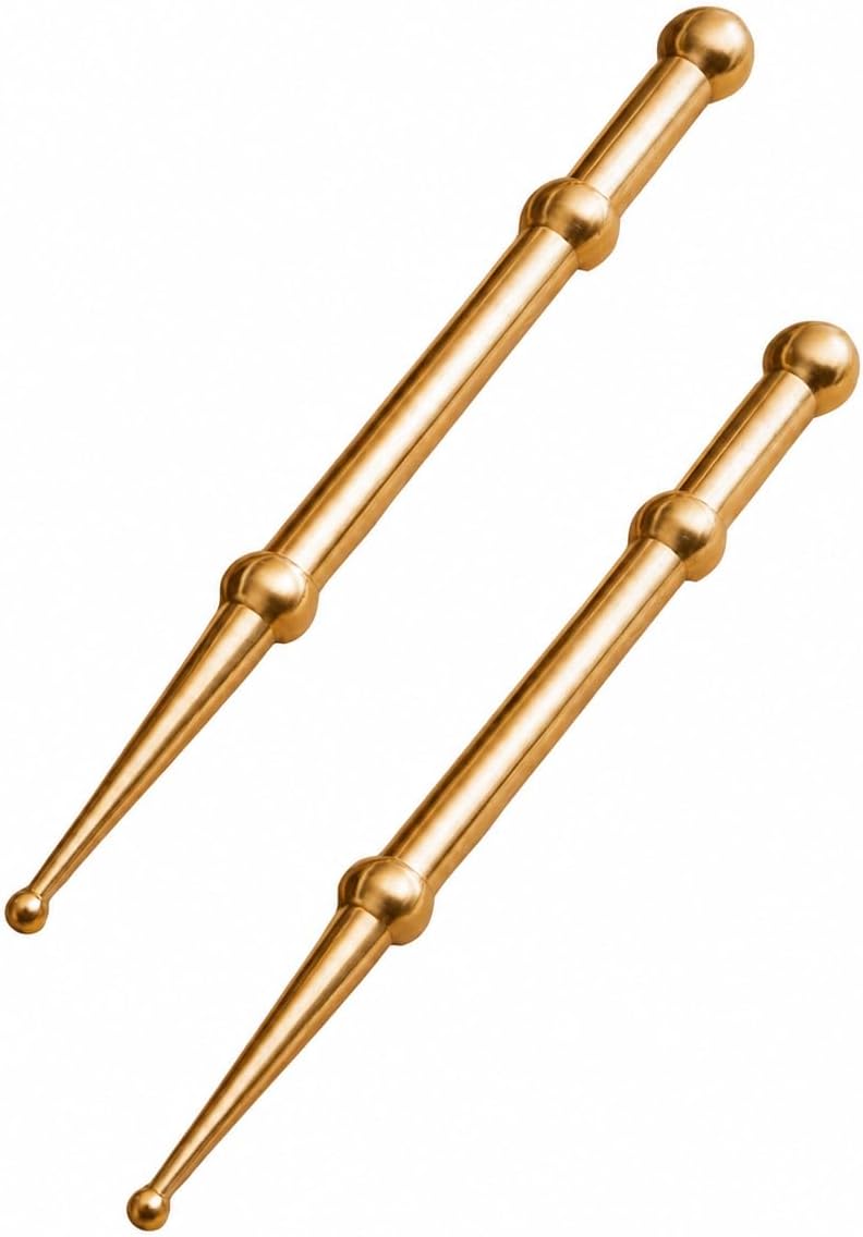 Double Headed Copper Massage Pen - Facial Acupressure Tool Set | 2-Piece Manual Therapy