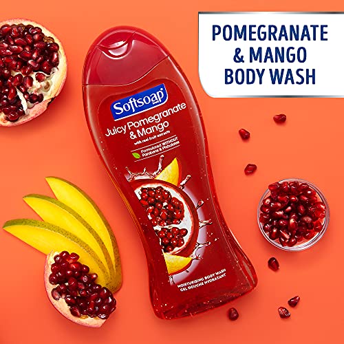 Softsoap Moisturizing Body Wash with Pomegranate & Mango, 591mL – Paraben-Free, pH-Balanced, Dermatologist-Tested