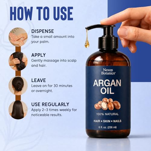 Nexon Botanics Argan Oil 8 fl oz - Organic Hair & Facial Oil