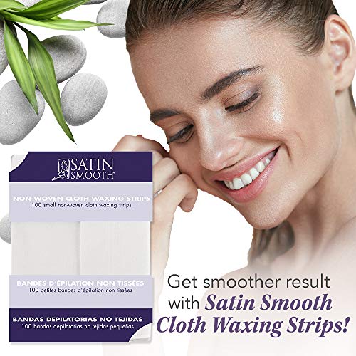 Satin Smooth Small Non-Woven Wax Strips 100 Count Pack of 2 for Face & Body – White