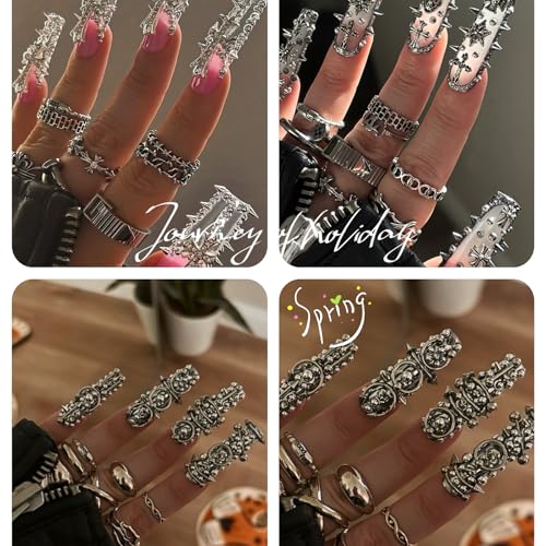 Pizadix Silver & Black Nail Charms Set for Nail Art & DIY Decorations