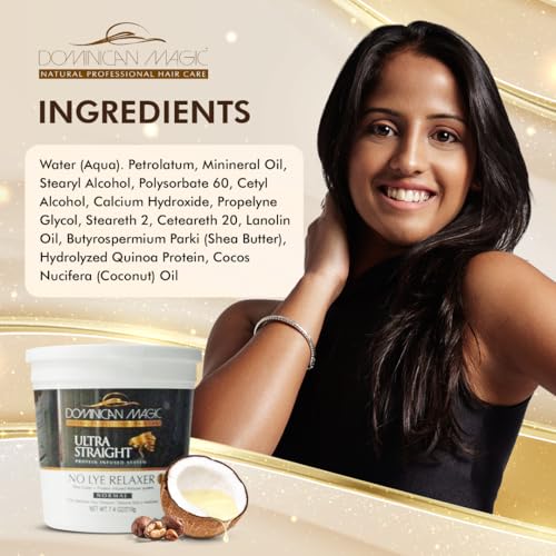 Dominican Magic Ultra Straight No Lye Relaxer - Professional Hair Relaxer System Hair Kit Ideal Hair Relaxer for Curly Hair Salon-Quality Smoothing Treatment, 7.4oz