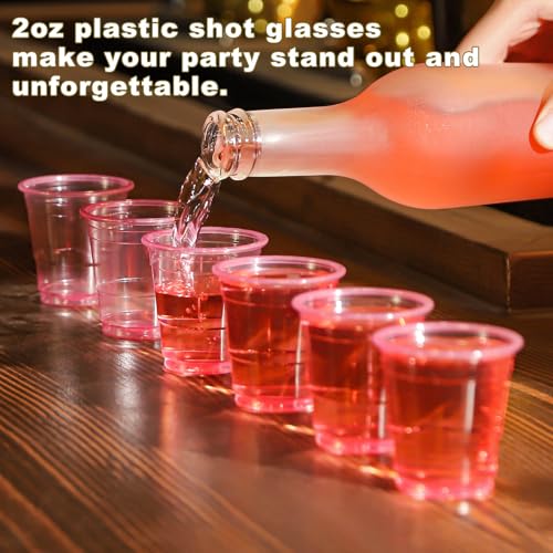 100ct Pink 2oz Mini Clear Shot Glasses - Disposable Party Cups