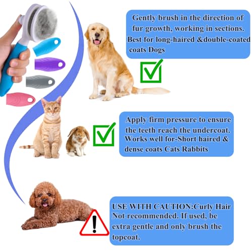 Self-Cleaning Slicker Brush for Cats and Dogs - Pet Grooming Tool
