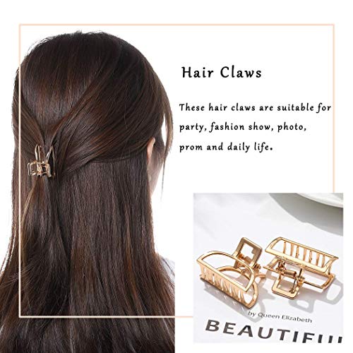 Gold Non-Slip Claw Hair Clips for Women & Girls - Mini Hair Accessories (2 Pack)