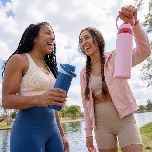 Fijinhom 18 oz Insulated Stainless Steel Water Bottle with 2-in-1 Lid - Keeps Drinks Cold for 24 Hours, BPA-Free, Pink